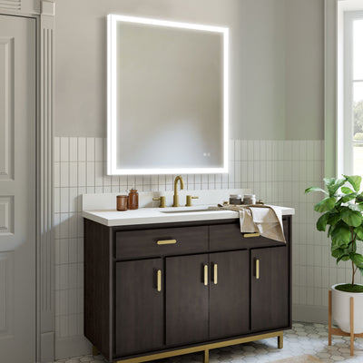 28-in W x 36-in H LED Lit Mirror Rectangular Fog Free Frameless Bathroom Vanity Mirror