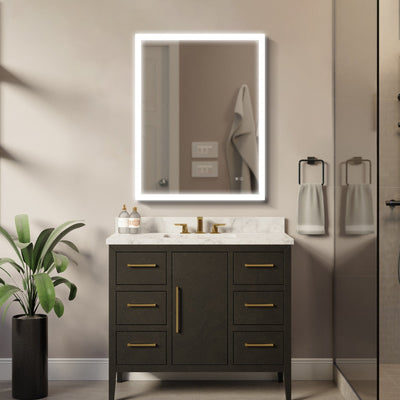 28-in W x 36-in H LED Lit Mirror Rectangular Fog Free Frameless Bathroom Vanity Mirror