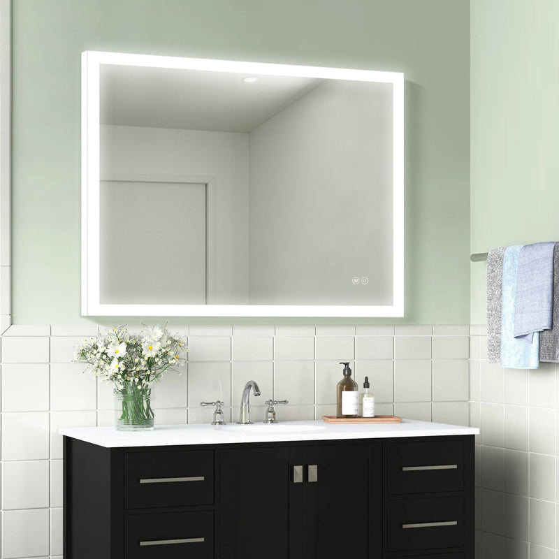 40-in W x 32-in H LED Lit Mirror Rectangular Fog Free Frameless Bathroom Vanity Mirror