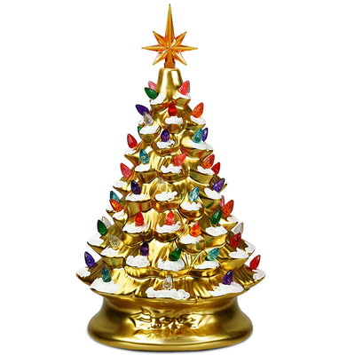 15 Inch Pre-Lit Hand-Painted Ceramic National Christmas Tree
