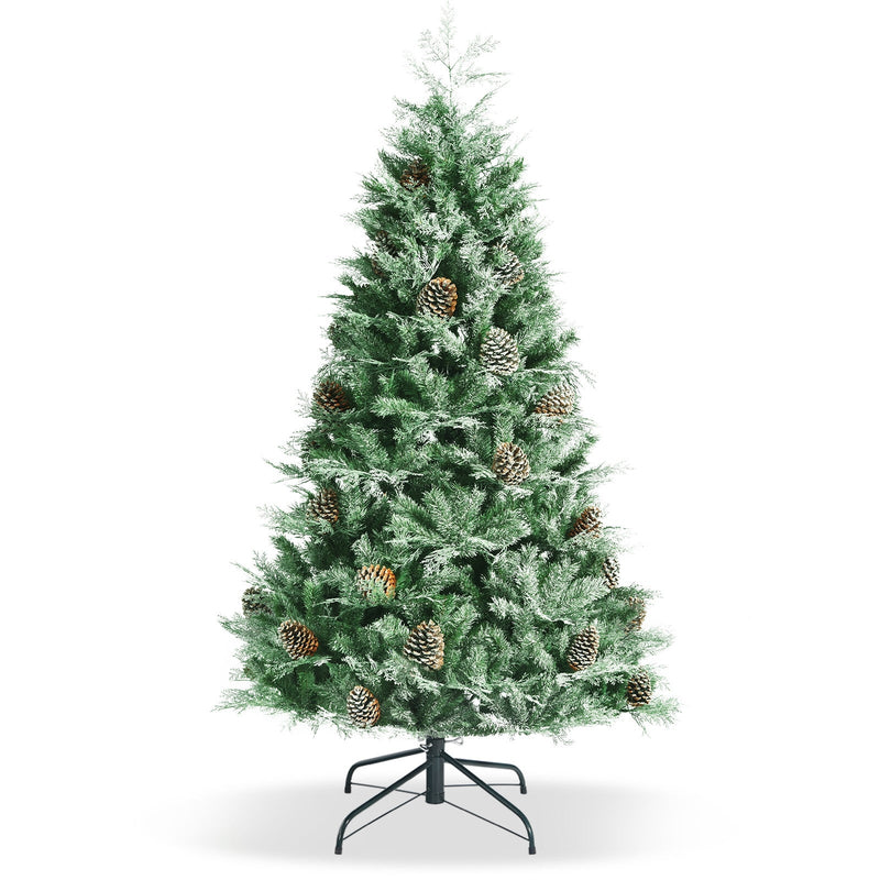 Snow Flocked Artificial Christmas Tree with 715 Glitter PE and PVC Tips