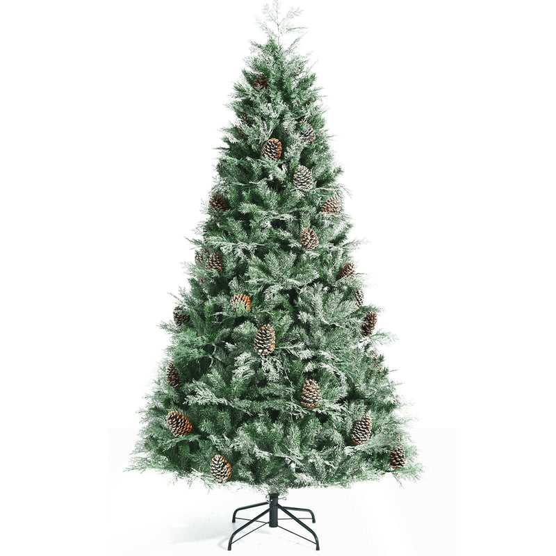 Snow Flocked Artificial Christmas Tree with 715 Glitter PE and PVC Tips