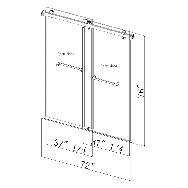 32-1/4-in to 34-1/4-in W x 76-in H Frameless Sliding Soft Close Standard Shower Door (Tempered Glass)