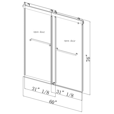 60-in W x 76-in H Frameless Sliding Soft Close Standard Shower Door (Tempered Glass)
