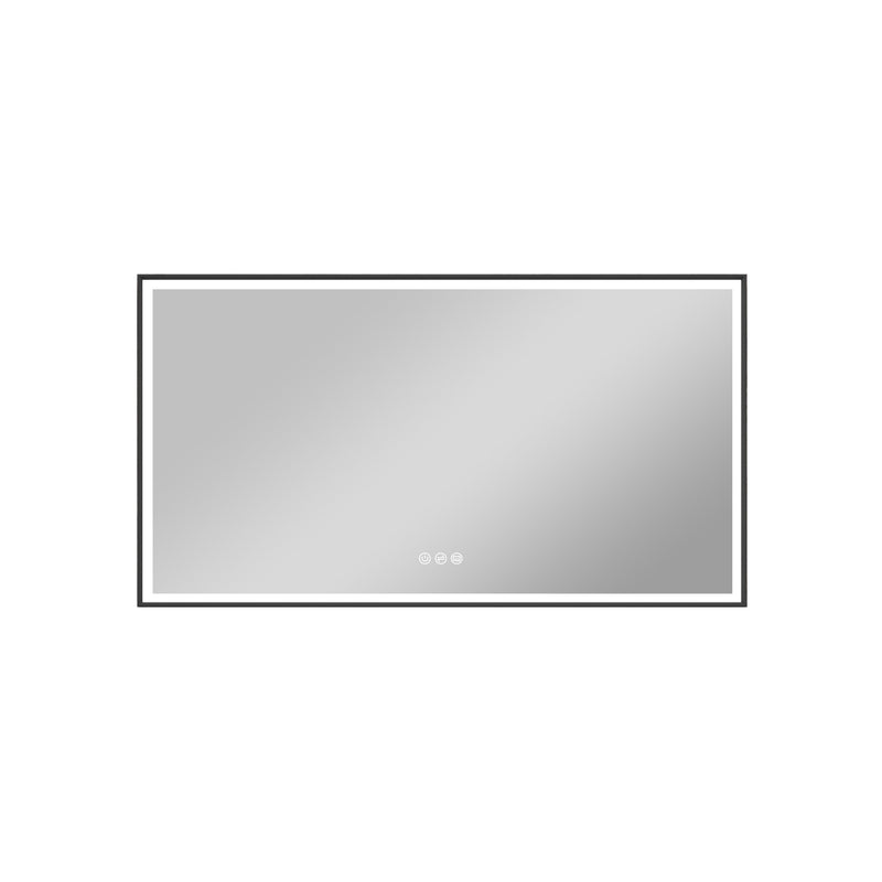 55 in. W x 30 in. H Rectangular Aluminum Framed LED Wall Mount Anti-Fog Modern Decorative Bathroom Vanity Mirror in Matte Black