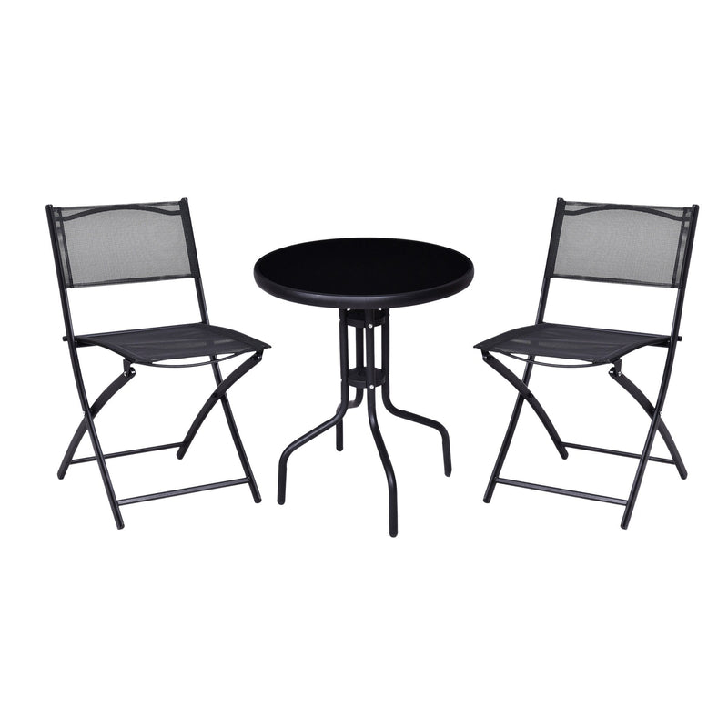 3 Pcs Outdoor Folding Bistro Table Chairs Set