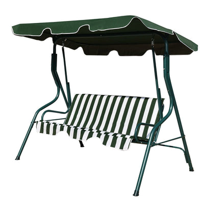 3 Seat Outdoor Patio Canopy Swing with Cushioned Steel Frame