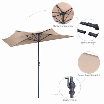 9Ft Patio Bistro Half Round Umbrella