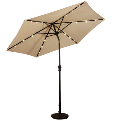 9' Patio LED Solar Umbrella with Crank