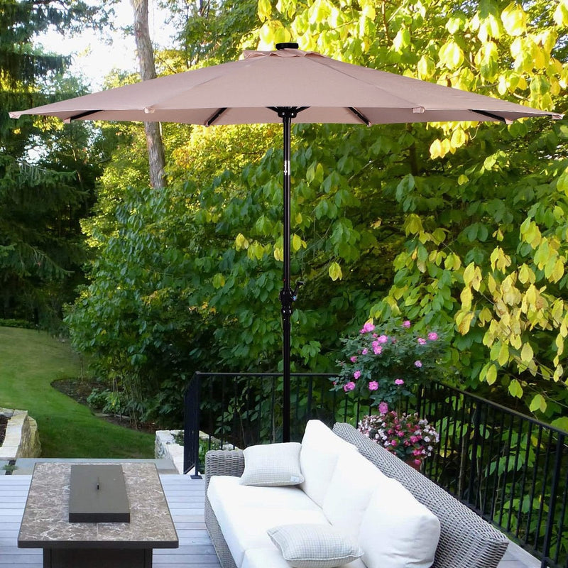 10ft Patio Solar Umbrella with Crank and LED Lights