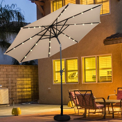 10ft Patio Solar Umbrella with Crank and LED Lights