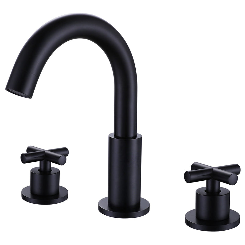Matte Black Deck Mounted Bathroom Sink Faucet With Rough-in Valve