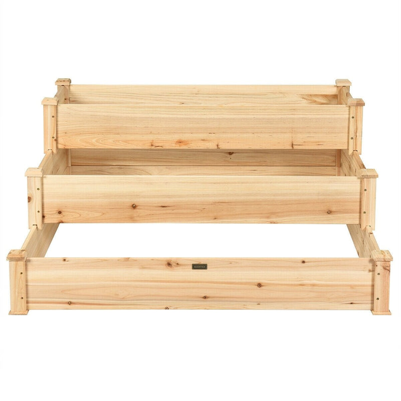 3-Tier Elevated Wooden Vegetable Planter for Garden