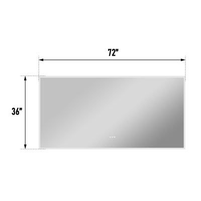 72 in. W x 36 in. H Rectangular Frameless Anti-Fog LED Light Dimmable Wall Mount Premium Bathroom Vanity Mirror