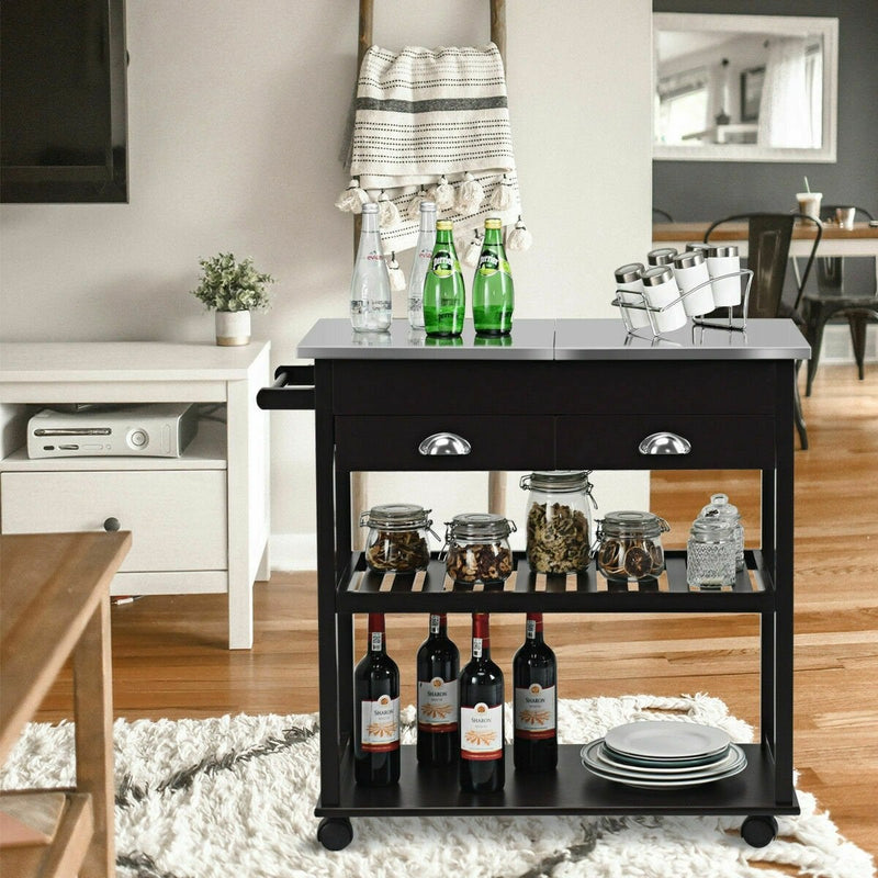 Rolling Kitchen Island Trolley Cart with 2 Drawers