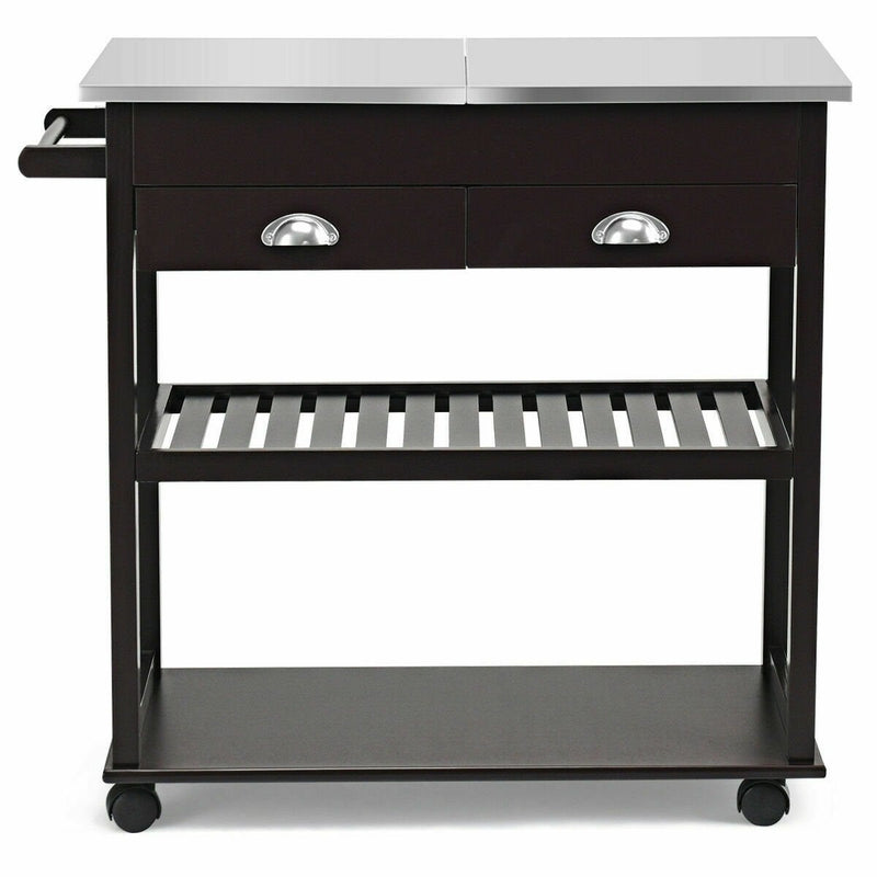 Rolling Kitchen Island Trolley Cart with 2 Drawers
