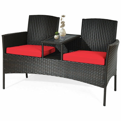 Modern Patio Conversation Set with Built-in Coffee Table and Cushions