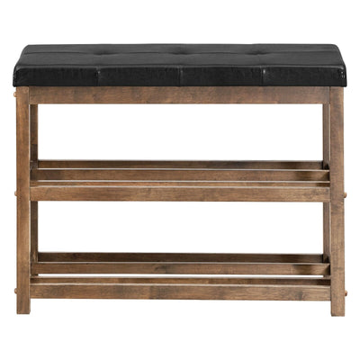 2-Tier Wooden Shoe Rack Bench with Cushioned Seat