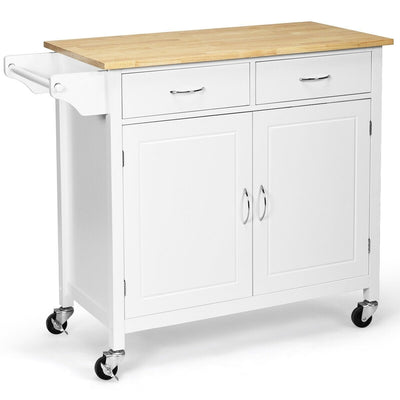 Wooden Rolling Kitchen Island Serving Cart