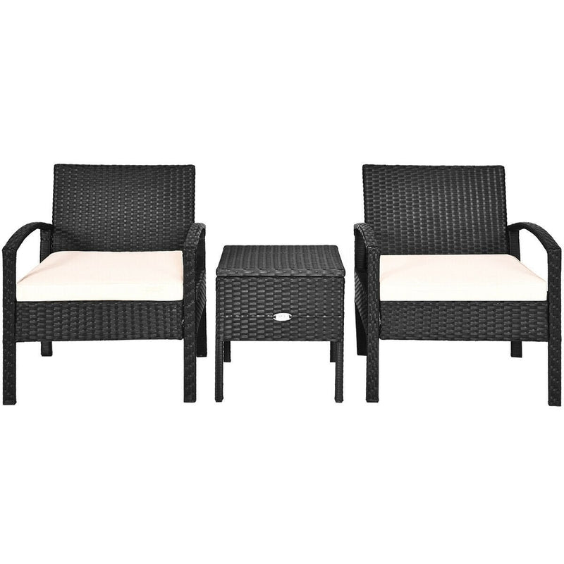 3 Piece PE Rattan Wicker Sofa Set with Washable and Removable Cushion