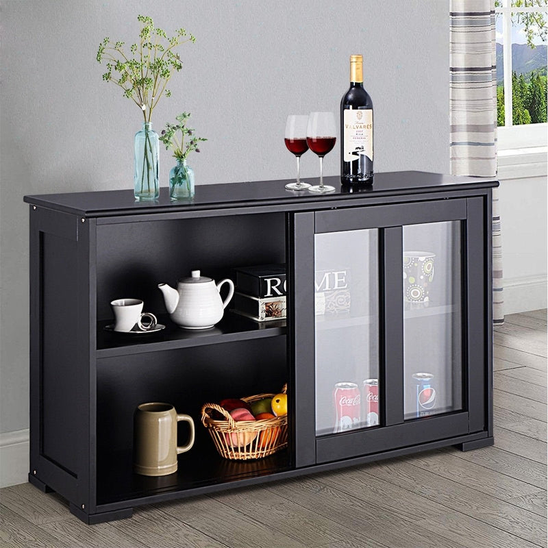 Straight Buffet Sideboard Kitchen Cabinet with 2 Sliding Doors