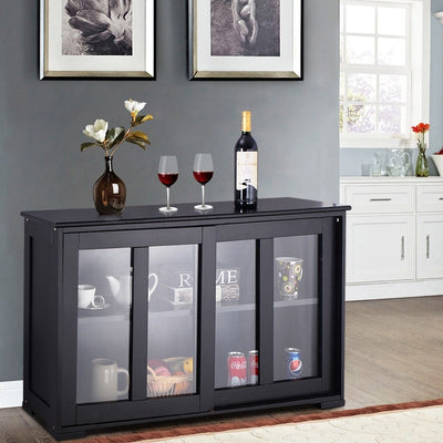 Straight Buffet Sideboard Kitchen Cabinet with 2 Sliding Doors