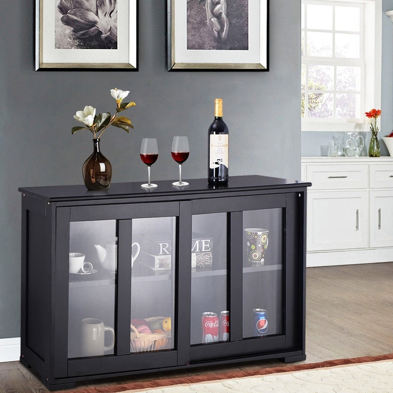 Straight Buffet Sideboard Kitchen Cabinet with 2 Sliding Doors