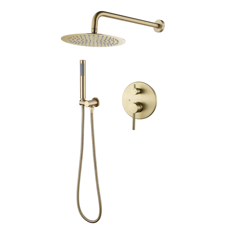 Golden Brushed Complete Shower System with Rough-in Valve