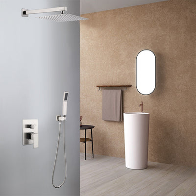 Brushed Nickel Spray Showerhead Wall Mounted Shower System