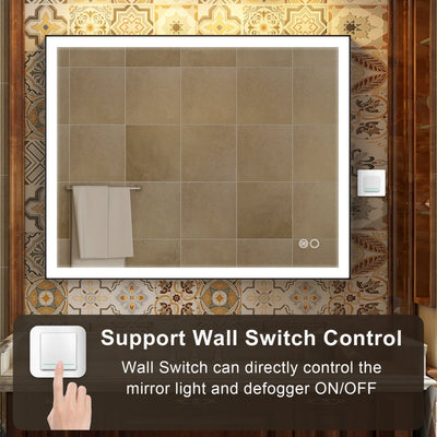 40 in. W x 32 in. H Aluminium Framed Rectangular LED Light Bathroom Vanity Mirror