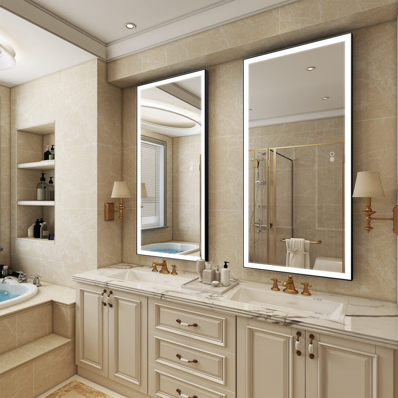 60 in. W x 28 in. H Aluminium Framed Rectangular LED Light Bathroom Vanity Mirror